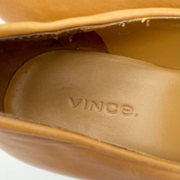 Vince Narissa High Heel Platform Clog Loafers in Cognac Tan Leather Size 8.5 - Picture 12 of 16